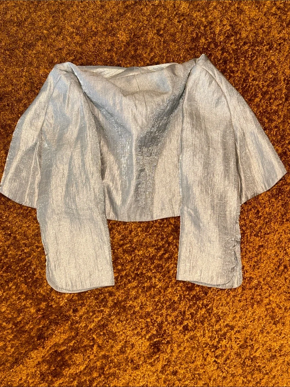 Adrianna Papell Silver Cropped Bolero Jacket - Picture 6 of 9